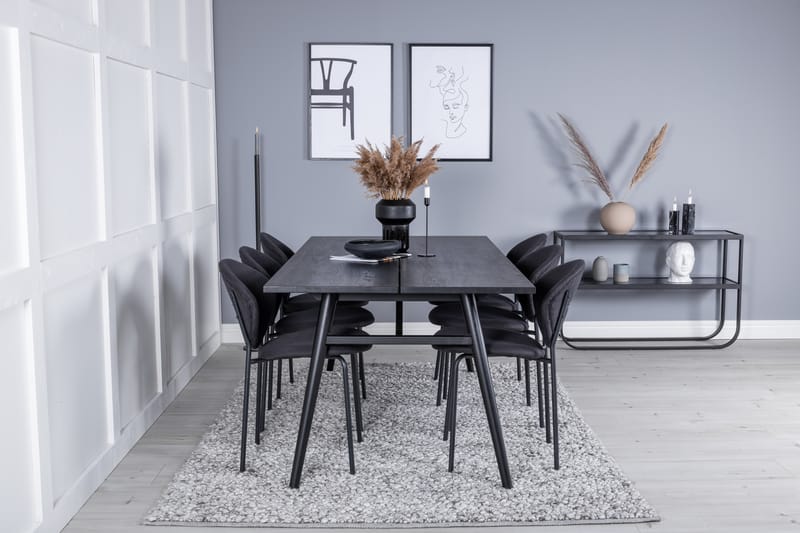 Ruokailuryhmä Sleek Jatkettava 195 cm Suorakulmainen 6 Vault Tuolia - Musta - Huonekalut - Pöytä & ruokailuryhmä - Ruokailuryhmä
