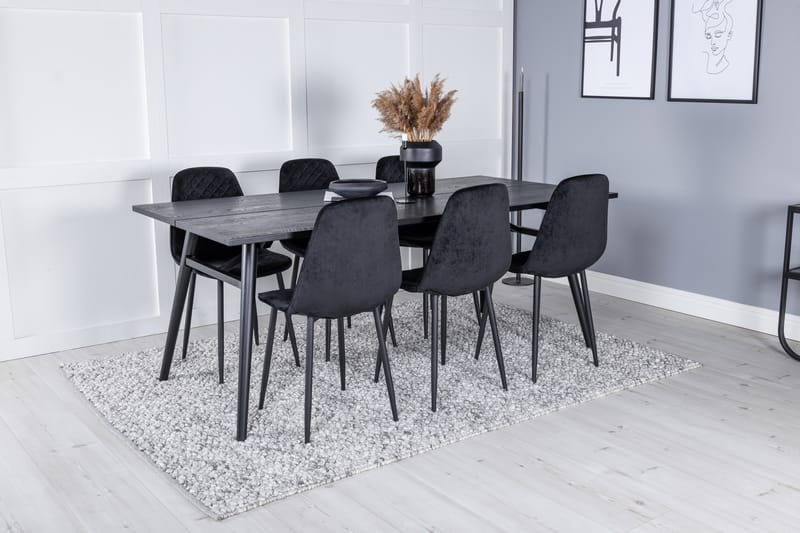 Ruokailuryhmä Sleek Jatkettava 195 cm Suorakulmainen 6 Polar Tuolia - Musta - Huonekalut - Pöytä & ruokailuryhmä - Ruokailuryhmä