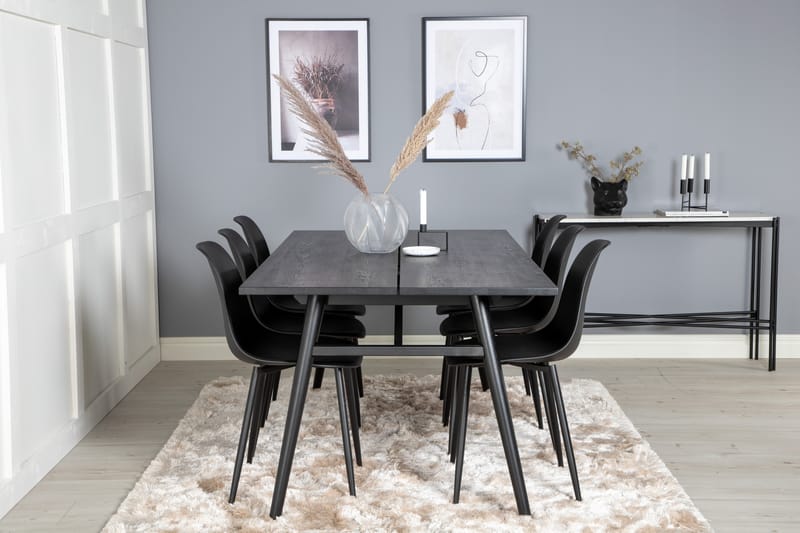 Ruokailuryhmä Sleek Jatkettava 195 cm Suorakulmainen 6 Polar Tuolia - Musta - Huonekalut - Pöytä & ruokailuryhmä - Ruokailuryhmä