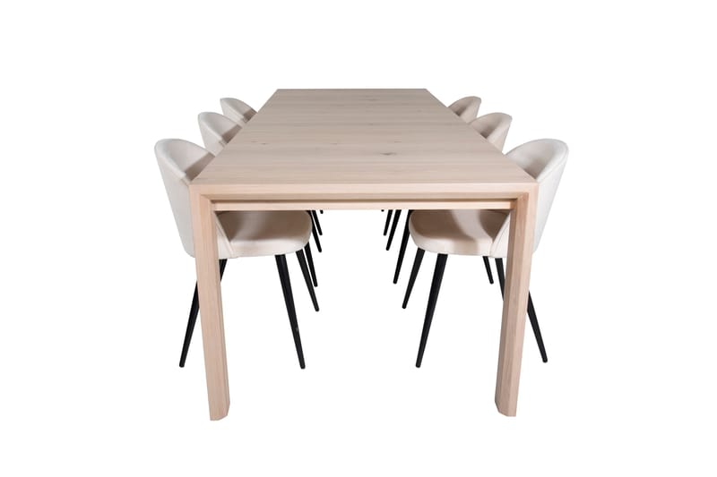Ruokailuryhmä Slider Jatkettava 170 cm Suorakulmainen 6 Velvet Tuolia, Beige