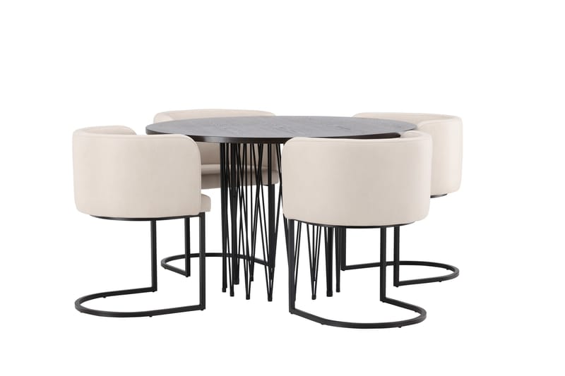 Ruokailuryhmä Stone 120 cm Pyöreä 4 Simrishamn Tuolia - Beige - Huonekalut - Pöytä & ruokailuryhmä - Ruokailuryhmä