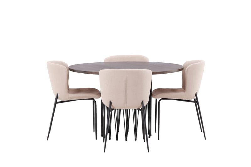 Ruokailuryhmä Stone 120 cm Pyöreä 4 Modesto Tuolia - Tummanharmaa - Huonekalut - Pöytä & ruokailuryhmä - Ruokailuryhmä