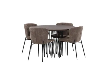 Ruokailuryhmä Stone 120 cm Pyöreä 4 Modesto Tuolia - Beige - Huonekalut - Pöytä & ruokailuryhmä - Ruokailuryhmä