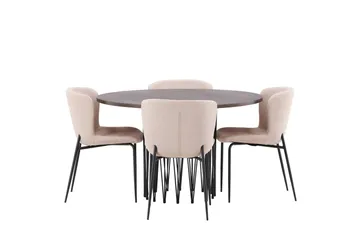 Ruokailuryhmä Stone 120 cm Pyöreä 4 Modesto Tuolia