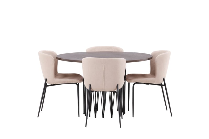 Ruokailuryhmä Stone 120 cm Pyöreä 4 Modesto Tuolia, Tummanharmaa