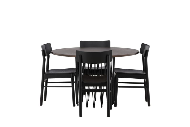 Ruokailuryhmä Stone 120 cm Pyöreä 4 Montros Tuolia, Musta