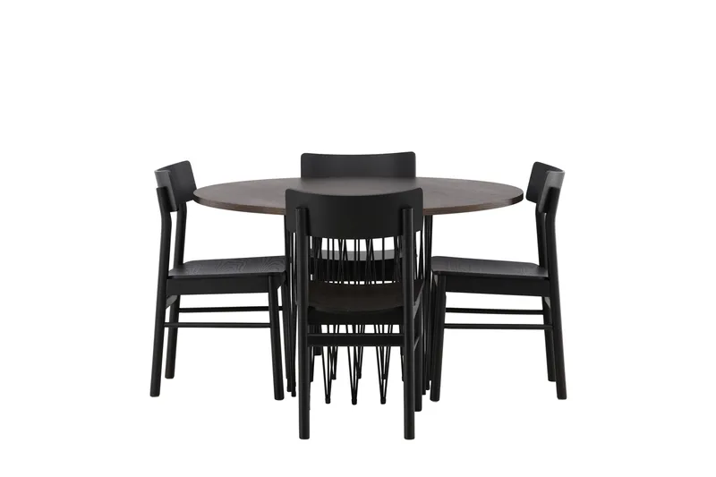 Ruokailuryhmä Stone 120 cm Pyöreä 4 Montros Tuolia, Musta