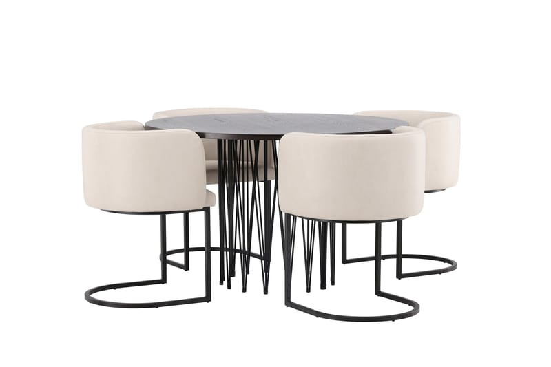 Ruokailuryhmä Stone 120 cm Pyöreä 4 Simrishamn Tuolia - Beige - Huonekalut - Pöytä & ruokailuryhmä - Ruokailuryhmä