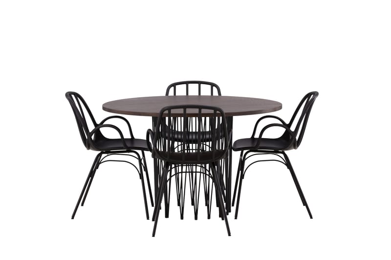 Ruokailuryhmä Stone 120 cm Pyöreä 4 Dyrön Tuolia - Musta - Huonekalut - Pöytä & ruokailuryhmä - Ruokailuryhmä