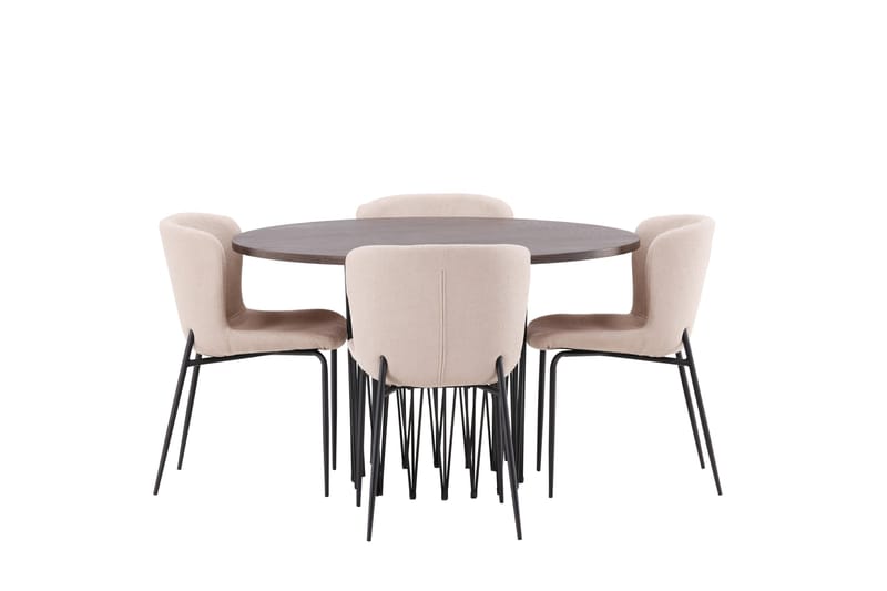 Ruokailuryhmä Stone 120 cm Pyöreä 4 Modesto Tuolia - Tummanharmaa - Huonekalut - Pöytä & ruokailuryhmä - Ruokailuryhmä