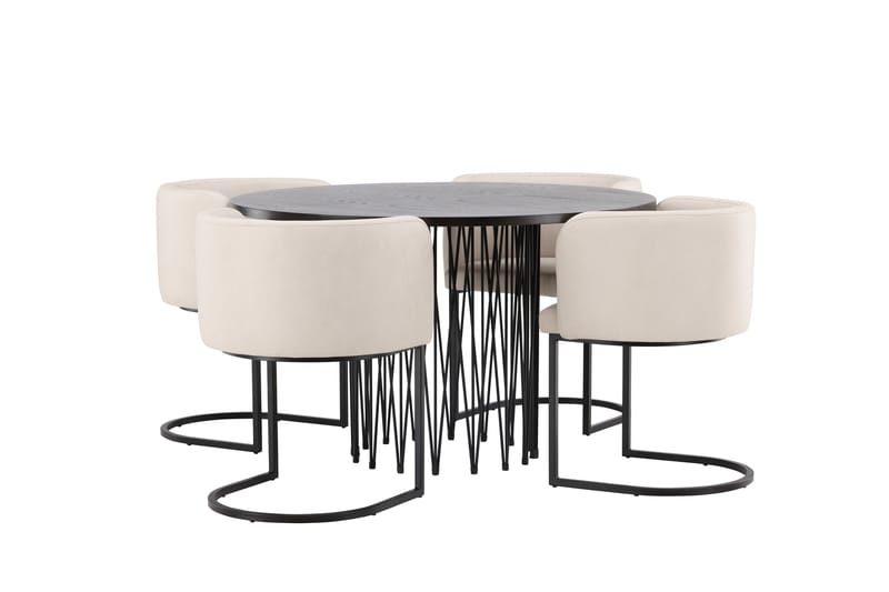 Ruokailuryhmä Stone 120 cm Pyöreä 4 Simrishamn Tuolia - Beige - Huonekalut - Pöytä & ruokailuryhmä - Ruokailuryhmä