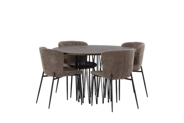 Ruokailuryhmä Stone 120 cm Pyöreä 4 Modesto Tuolia - Beige - Huonekalut - Pöytä & ruokailuryhmä - Ruokailuryhmä