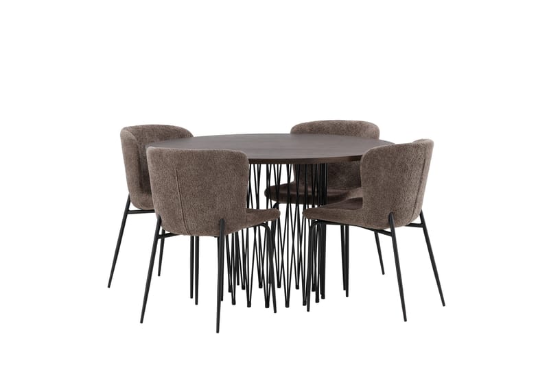 Ruokailuryhmä Stone 120 cm Pyöreä 4 Modesto Tuolia - Beige - Huonekalut - Pöytä & ruokailuryhmä - Ruokailuryhmä