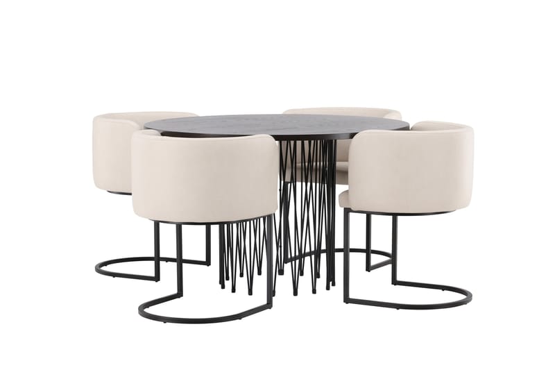 Ruokailuryhmä Stone 120 cm Pyöreä 4 Simrishamn Tuolia - Beige - Huonekalut - Pöytä & ruokailuryhmä - Ruokailuryhmä