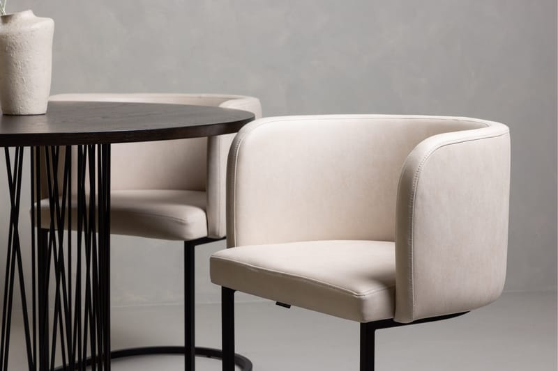 Ruokailuryhmä Stone 120 cm Pyöreä 4 Simrishamn Tuolia - Beige - Huonekalut - Pöytä & ruokailuryhmä - Ruokailuryhmä