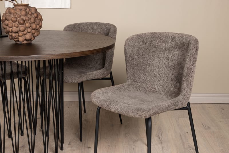 Ruokailuryhmä Stone 120 cm Pyöreä 4 Modesto Tuolia - Beige - Huonekalut - Pöytä & ruokailuryhmä - Ruokailuryhmä