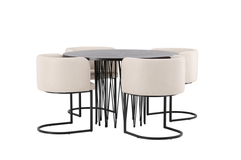 Ruokailuryhmä Stone 120 cm Pyöreä 4 Simrishamn Tuolia - Beige - Huonekalut - Pöytä & ruokailuryhmä - Ruokailuryhmä