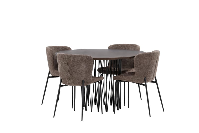 Ruokailuryhmä Stone 120 cm Pyöreä 4 Modesto Tuolia - Beige - Huonekalut - Pöytä & ruokailuryhmä - Ruokailuryhmä