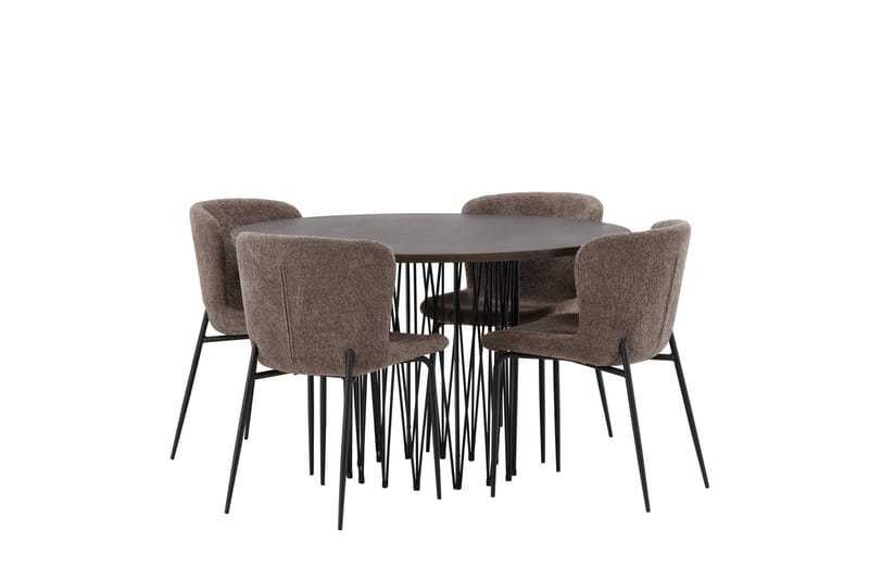 Ruokailuryhmä Stone 120 cm Pyöreä 4 Modesto Tuolia - Beige - Huonekalut - Pöytä & ruokailuryhmä - Ruokailuryhmä