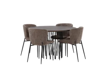 Ruokailuryhmä Stone 120 cm Pyöreä 4 Modesto Tuolia - Beige - Huonekalut - Pöytä & ruokailuryhmä - Ruokailuryhmä