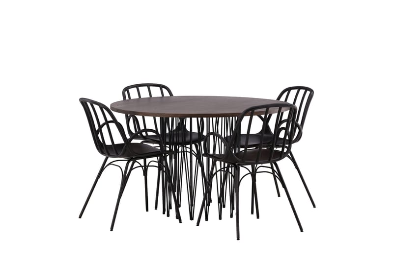 Ruokailuryhmä Stone 120 cm Pyöreä 4 Dyrön Tuolia - Musta - Huonekalut - Pöyt ä & ruokailuryhmä - Ruokailuryhmä