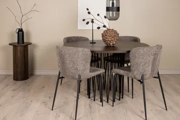 Ruokailuryhmä Stone 120 cm Pyöreä 4 Modesto Tuolia - Beige - Huonekalut - Pöytä & ruokailuryhmä - Ruokailuryhmä
