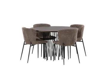 Ruokailuryhmä Stone 120 cm Pyöreä 4 Modesto Tuolia - Beige - Huonekalut - Pöytä & ruokailuryhmä - Ruokailuryhmä