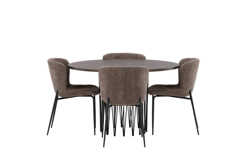 Ruokailuryhmä Stone 120 cm Pyöreä 4 Modesto Tuolia - Beige - Huonekalut - Pöytä & ruokailuryhmä - Ruokailuryhmä