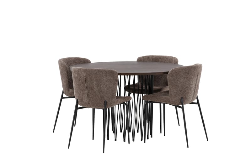 Ruokailuryhmä Stone 120 cm Pyöreä 4 Modesto Tuolia - Beige - Huonekalut - Pöytä & ruokailuryhmä - Ruokailuryhmä