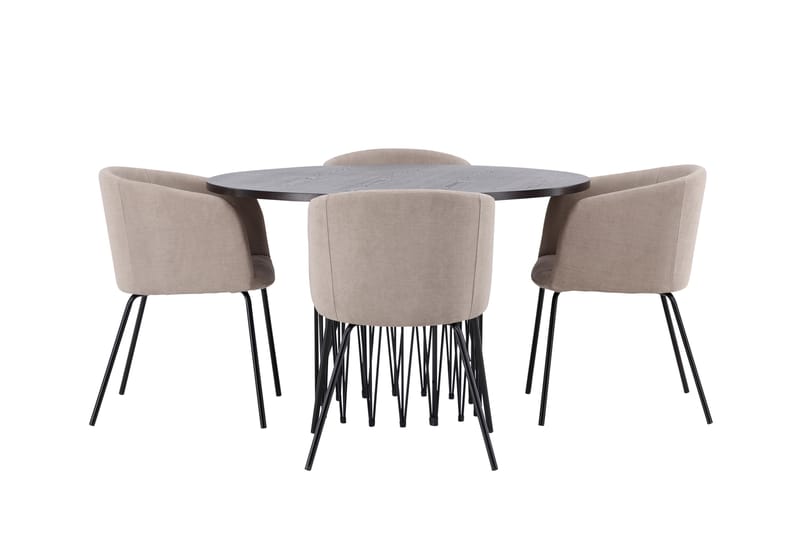 Ruokailuryhmä Stone 120 cm Pyöreä 4 Berit Tuolia - Beige - Huonekalut - Pöytä & ruokailuryhmä - Ruokailuryhmä