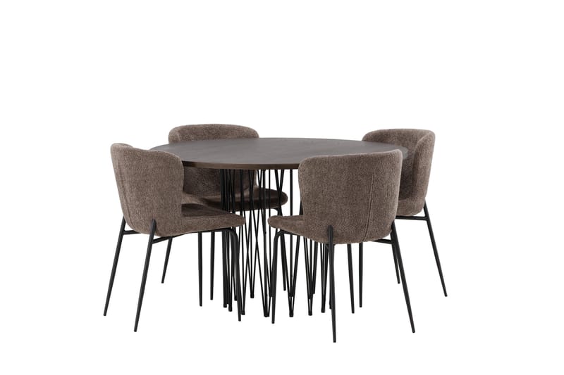 Ruokailuryhmä Stone 120 cm Pyöreä 4 Modesto Tuolia - Beige - Huonekalut - Pöytä & ruokailuryhmä - Ruokailuryhmä