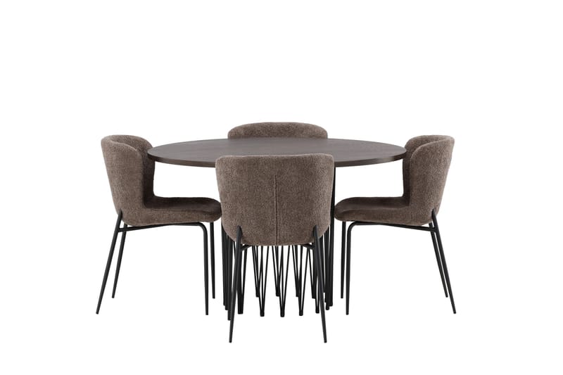 Ruokailuryhmä Stone 120 cm Pyöreä 4 Modesto Tuolia - Beige - Huonekalut - Pöytä & ruokailuryhmä - Ruokailuryhmä