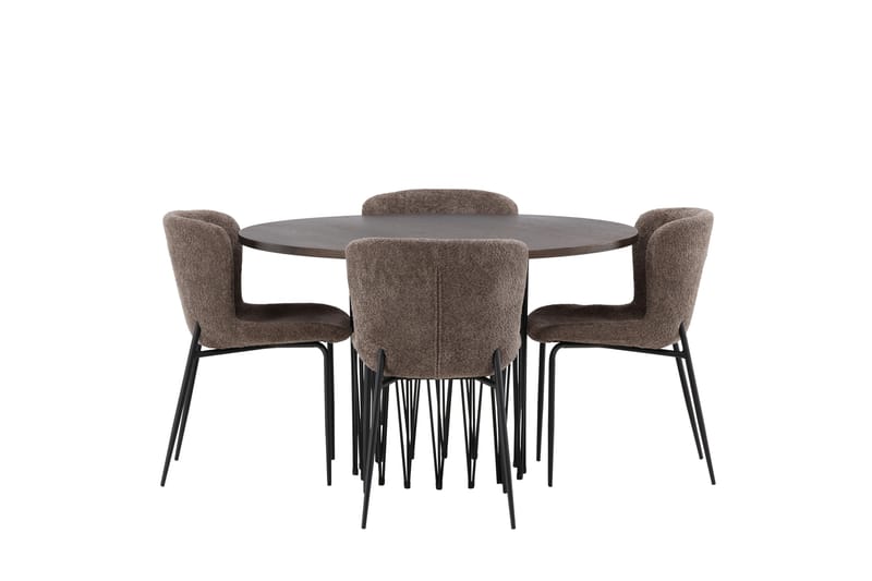 Ruokailuryhmä Stone 120 cm Pyöreä 4 Modesto Tuolia - Beige - Huonekalut - Pöytä & ruokailuryhmä - Ruokailuryhmä