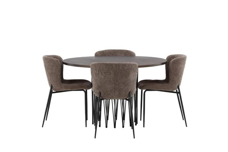 Ruokailuryhmä Stone 120 cm Pyöreä 4 Modesto Tuolia - Beige - Huonekalut - Pöytä & ruokailuryhmä - Ruokailuryhmä