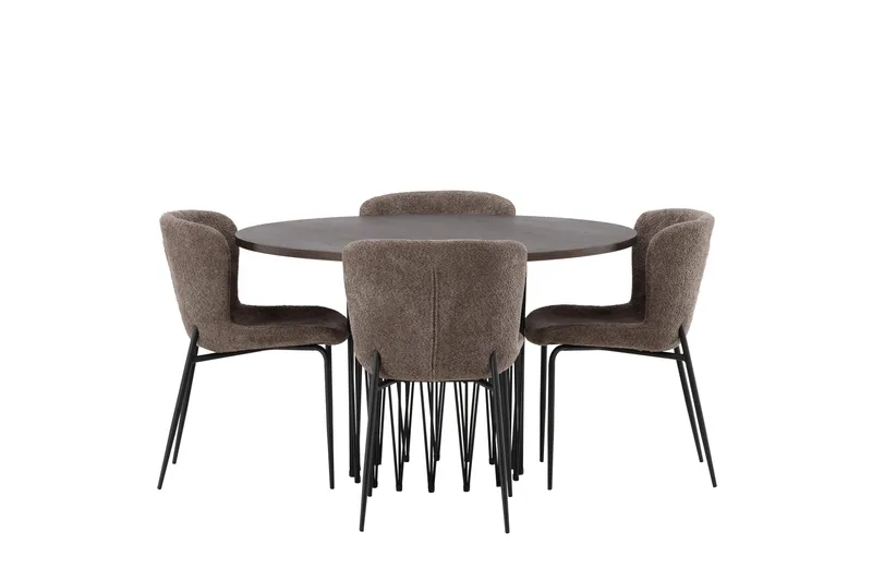 Ruokailuryhmä Stone 120 cm Pyöreä 4 Modesto Tuolia, Beige