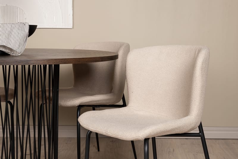 Ruokailuryhmä Stone 120 cm Pyöreä 4 Modesto Tuolia - Tummanharmaa - Huonekalut - Pöytä & ruokailuryhmä - Ruokailuryhmä