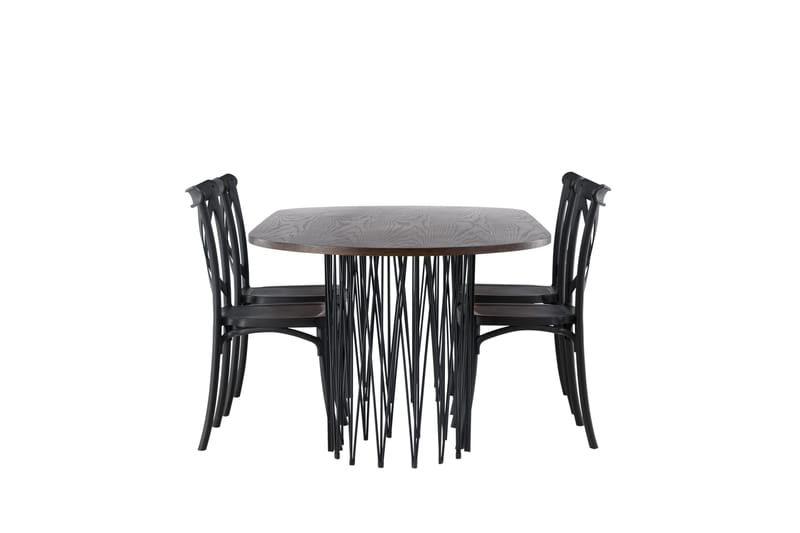 Ruokailuryhmä Stone 220 cm Soikea 4 Crosett Tuolia - Musta - Huonekalut - Pöytä & ruokailuryhmä - Ruokailuryhmä