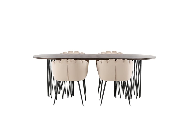 Ruokailuryhmä Stone 220 cm Soikea 4 Limhamn Tuolia, Beige