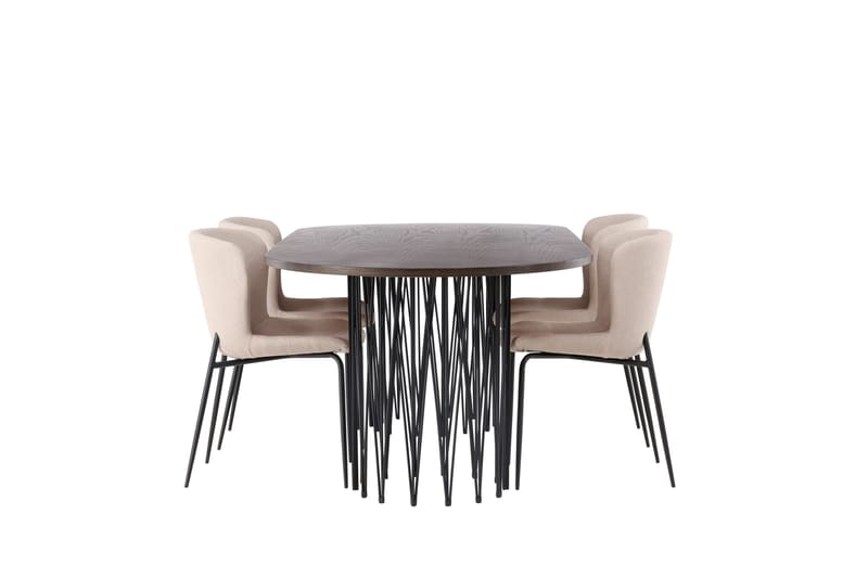 Ruokailuryhmä Stone 220 cm Soikea 4 Modesto Tuolia - Beige - Huonekalut - Pöytä & ruokailuryhmä - Ruokailuryhmä