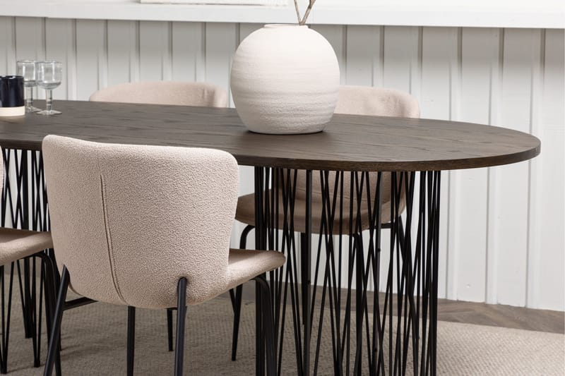 Ruokailuryhmä Stone 220 cm Soikea 4 Modesto Tuolia - Beige - Huonekalut - Pöytä & ruokailuryhmä - Ruokailuryhmä