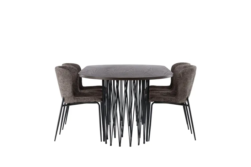 Ruokailuryhmä Stone 220 cm Soikea 4 Modesto Tuolia - Tummanharmaa - Huonekalut - Pöytä & ruokailuryhmä - Ruokailuryhmä