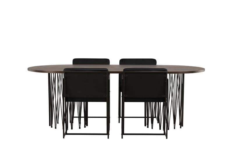 Ruokailuryhmä Stone 220 cm Soikea 4 Richmond Tuolia, Musta