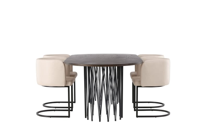 Ruokailuryhmä Stone 220 cm Soikea 4 Simrishamn Tuolia - Beige - Huonekalut - Pöytä & ruokailuryhmä - Ruokailuryhmä
