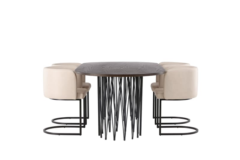 Ruokailuryhmä Stone 220 cm Soikea 4 Simrishamn Tuolia - Beige - Huonekalut - Pöytä & ruokailuryhmä - Ruokailuryhmä