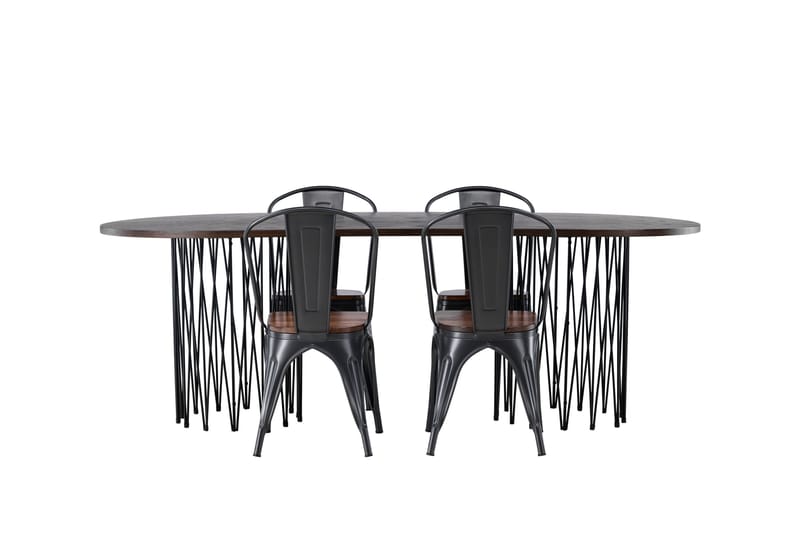 Ruokailuryhmä Stone 220 cm Soikea 4 Tempe Tuolia - Mokkanahka - Huonekalut - Pöytä & ruokailuryhmä - Ruokailuryhmä