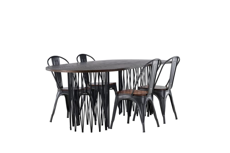 Ruokailuryhmä Stone 220 cm Soikea 4 Tempe Tuolia - Mokkanahka - Huonekalut - Pöytä & ruokailuryhmä - Ruokailuryhmä