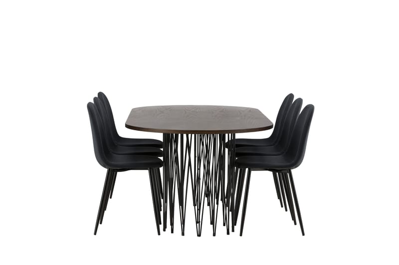 Ruokailuryhmä Stone 220 cm Soikea 6 Polar Tuolia - Musta - Huonekalut - Pöytä & ruokailuryhmä - Ruokailuryhmä
