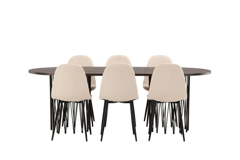 Ruokailuryhmä Stone 220 cm Soikea 6 Polar Tuolia, Beige