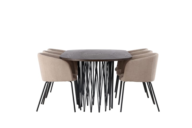 Ruokailuryhmä Stone 220 cm Suorakulmainen 6 Berit Tuolia - Beige - Huonekalut - Pöytä & ruokailuryhmä - Ruokailuryhmä