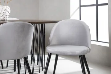 Ruokailuryhmä Stone 220 cm Suorakulmainen 6 Velvet Tuolia - Harmaa - Huonekalut - Pöytä & ruokailuryhmä - Ruokailuryhmä